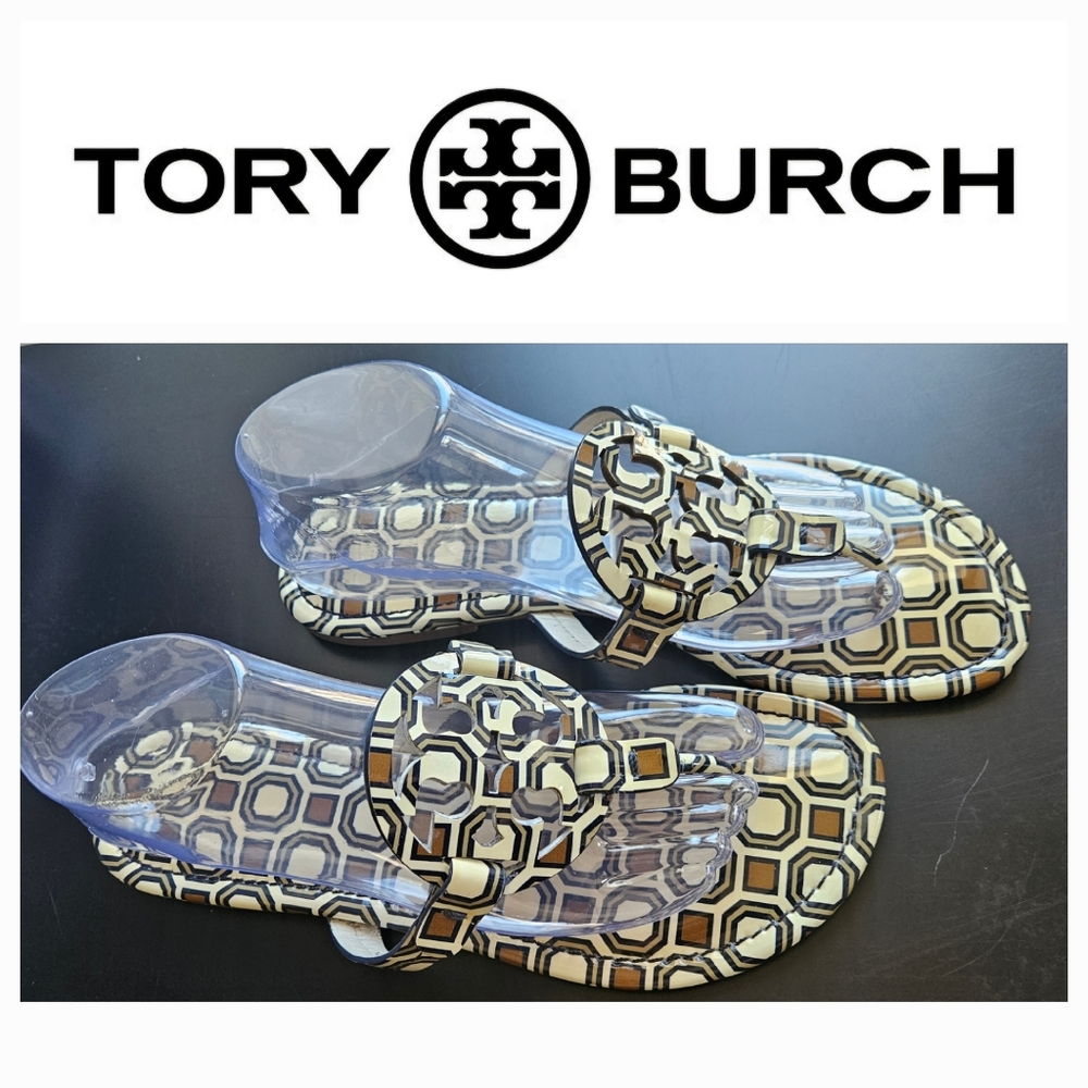 TORY BURCH MILLER SANDALS-Patent Leather- Geometric  -$9.99 Discounted Shipping